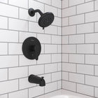 Pfister Pfirst Modern Matte Black Shower Faucet Set with Bathtub Faucet/Tub Spout, Single-Handle Tub & Shower Trim Kit Without Shower Head, 3-Hole, Modern Bathroom Décor