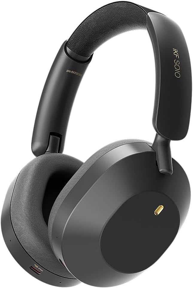 iKF-Solo Wireless Headphones Bluetooth 5.3 Active Noise Cancelling Headphoens Smart App Control 35ms Low Latency Support Wired Wireless Hi-Res Audio for iOS/Android/PC/PS5/Switch/Xbox (All-Black)
