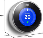 Google Nest Learning Thermostat - Programmable Smart Thermostat for Home - 3rd Generation Nest Thermostat - Compatible with Alexa - Stainless Steel