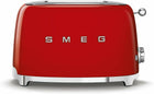 Smeg 50\'s Retro Style 2-Slice Toaster, 6 Browning Levels, Toast 1 Side, Reheat or Defrost, Removable Stainless Steel Crumb Tray, Red, TSF01RDUS
