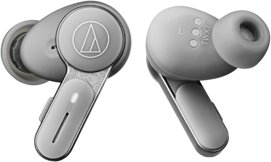 Audio-Technica ATH-TWX7GY True Wireless Earphones, with Active Noise Cancelling, Hear-Through Function, Multipoint Pairing, and EQ + Soundscapes via Companion App, Gray