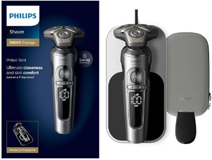 Philips Electric Shaver Series 9000 Prestige, Wet & Dry with SkinIQ technology & Hydro SkinGlide Coating, Black Grey, SP9871/13