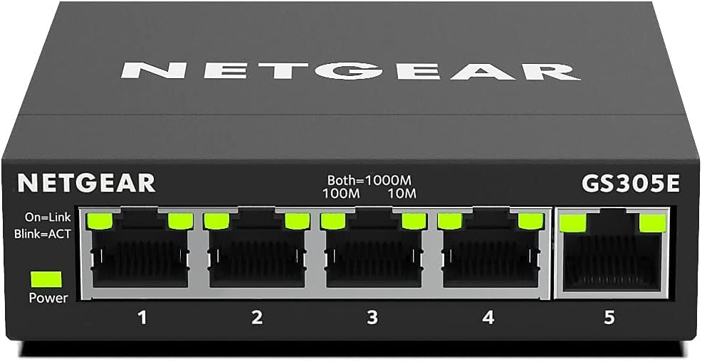 NETGEAR GS305E 5-Port Gigabit Ethernet Ethernet Switch (10/100/1000) Manageable for Simple and Affordable Connectivity for Small Business and Home Office