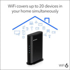NETGEAR WiFi 6 Router (R6700AXv3) – Security Features, AX1800 Wireless Speed (Up to 1.8 Gbps) - Covers up to 1,500 sq. ft., 20 Devices