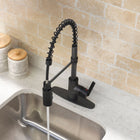 Project Source Flynt Matte black Single Handle Deck-mount Pull-down Kitchen Faucet with Sprayer (Includes Deck Plate)