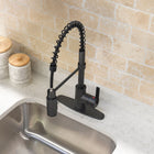 Project Source Flynt Matte black Single Handle Deck-mount Pull-down Kitchen Faucet with Sprayer (Includes Deck Plate)