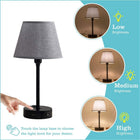 3 Way Dimmable Touch Lamp, Table Lamps Include 2 Edison LED Bulb, USB Nightstand Lamp Built in 2 USB Ports & One AC Outlet, Bedside Table Lamps Perfect for Bedroom or Living Room