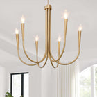 Modway Penrose 6-Light Chandelier in Satin Brass, Brown, 25 x 25 x 72