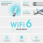 TP-Link AX1800 WiFi 6 USB Adapter for Desktop PC (Archer TX21UH) Wireless Network Adapter with 2.4GHz, 5GHz, MU-MIMO, OFDMA, High Gain Dual Band 5dBi Antenna, WPA3, Supports Windows 11/10