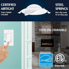 GCN LIGHT Gimbal 3000K 4000K 5000K Adjustable 9W 4 Inch 900LM Dimmable LED Recessed Pot Light, ETL Energy Star Listed IC Rated LED Slim Panel/Downlight with Junction Box, 6 Pack