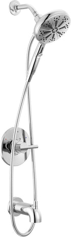 Delta Faucet Nicoli 14 Series Single-Handle Tub and Shower Trim Kit, Chrome Shower Faucet with 6-Spray Hand Held Shower Head with Hose, Chrome 144749-HS (Shower Valve Included)