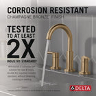 Delta Faucet Nicoli Widespread Bathroom Faucet 3 Hole, Gold Bathroom Sink Faucet, Drain Assembly, Champagne Bronze 35749LF-CZ