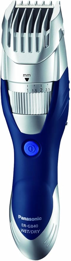 Panasonic ERGB40S Milano Rechargeable Wet/Dry Beard Trimmer, Blue and silver