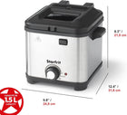 Starfrit 1.5L Compact Electric Deep Fryer - Variable Temperature - Quick-Release Magnetic Cord - Large Viewing Window - 800W