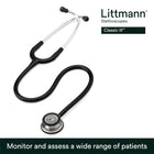 3M Littmann Classic III Monitoring Stethoscope, 5620, More Than 2X as Loud*, Weighs Less**, Stainless Steel Chestpiece, 69 cm (27) Black Tube