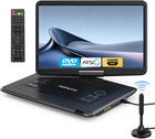 POFOTO 17.5\ Portable TV/DVD Player with 15.6\ HD Swivel Screen, Built-in ATSC Tuner & FM, Rechargeable Battery, Supports HDMI in/USB/Micro SD/AV Out, Multi-Disc Formats, Black