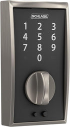 Schlage Touch Century Electronic Deadbolt Lock with Touchscreen Keypad, Keyless Front Door Entry, Satin Nickel, BE375 CEN 619