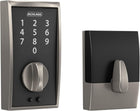 Schlage Touch Century Electronic Deadbolt Lock with Touchscreen Keypad, Keyless Front Door Entry, Satin Nickel, BE375 CEN 619