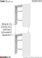 ClosetMaid SuiteSymphony Wood Corner Shelf Unit, 2 Shelves, Adjustable Stacking, for Storage, Closet, Clothes, Shoes, Décor, Graphite Grey