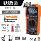 Digital Multimeter, TRMS Auto-Ranging, 1000V, Temp, Low Imp