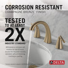 Delta Faucet Arvo Widespread Bathroom Faucet 3 Hole, Gold Bathroom Faucet, Bathroom Sink Faucet, Drain Assembly Included, Champagne Bronze 35840LF-CZ