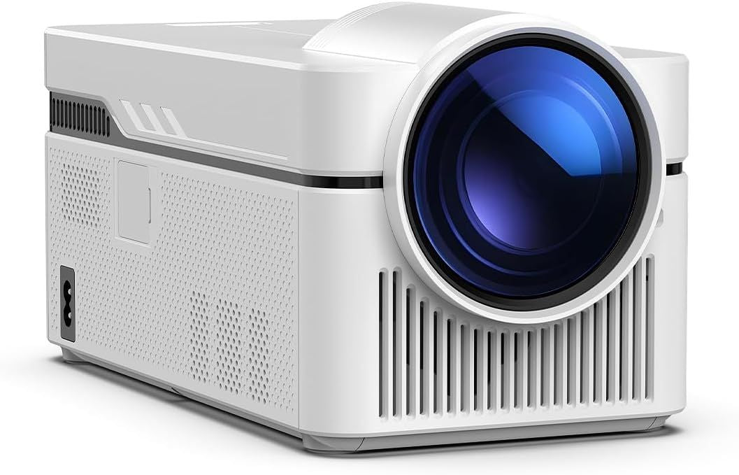 Short Throw Projector with 4k Support, Built-in Apps, Smart Projector with Wifi and Bluetooth , Electric Focus, 2 x 8W Stereo Speakers for Bedroom and Outdoor Use HY450NTV