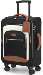 Carry On Luggage, Blcak-Beige-Brown, 22 Inch_Carry on, Carry on Luggage 22x14x9 Airline Approved