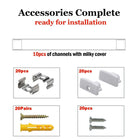 10 Pack 1M/3.3ft Aluminum LED Channel for LED Strip Lights Installation,Easy to Cut, Professional Finish,U-Shape Aluminum Profile with All Accessories for Easy Installation
