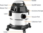 Amazon Basics Stainless Steel Tank 4 gallon, 3 HP Powerful Suction Wet/Dry Vacuum for Garage and Car, Grey/Black