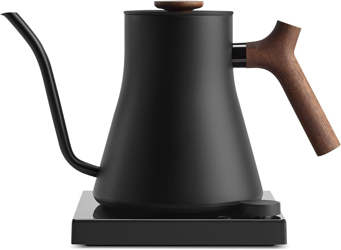 Fellow Stagg EKG Pro Studio Electric Gooseneck Kettle - Pour-Over Coffee and Tea Pot, Stainless Steel, Quick Heating, Matte Black with Walnut Wood Handle, 0.9 Liter | Precise Temp Control for Pour-Over Coffee & Tea, Stainless Steel, Brew Timer, Scheduling