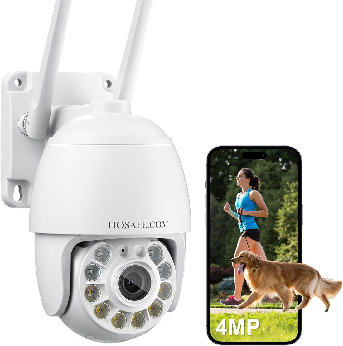 Outdoor Security Camera Wired 360, WiFi Camera Surveillance Exterieur for Home Security, Color Night Vision, 2-Way Audio,Pan Tilt Motion Detection Tracking,Waterproof IP Camera with Phone and PC App