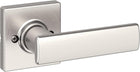 Weiser Satin Nickel Front Door Handle Set, Tavaris Handleset with Reversible Breton Interior Door Handles/Door Lever, Front Door Handles, Deadbolt Lock Not Included, Transitional Home Décor