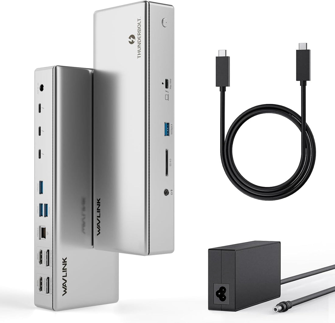 Thunderbolt 4 Dock, WAVLINK Thunderbolt 4 Docking Station with Quad 4K@60Hz Monitors, Four Thunderbolt4 Ports, 98W PD, 2.5G RJ45 Ethernet, SD V4.0, 10Gbps USB3.1, for MacBook Pro/Air etc