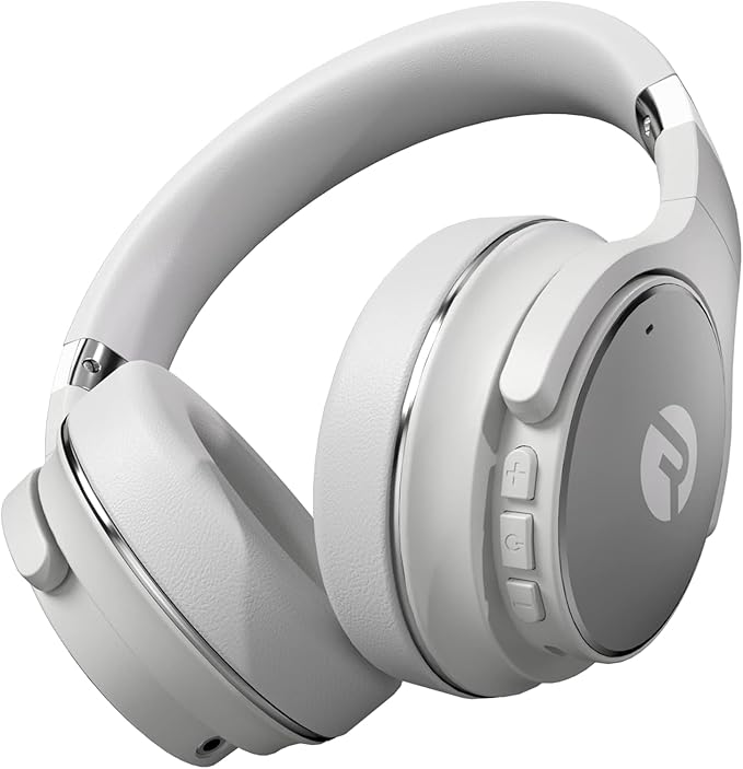 Raycon Everyday Wireless Bluetooth Over Ear Headphones, with Active Noise Cancelling, Awareness Mode and Built in Microphone, IPX 4 Water Resistance, 22 Hours of Battery Life (White)