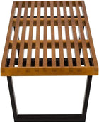 Nelson Walnut Wood Bench 48 W, Modern Bench, Entryway Bench with Sturdy Wood Frame for Hallway, Mudroom, Living Room