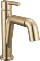 Delta Faucet Nicoli Pull-Down Single Hole Bathroom Faucet, Gold Bathroom Sink Faucet, Bathroom Faucet with Pull Out Sprayer, Single Handle Bathroom Faucet, Champagne Bronze 15849LF-CZPD