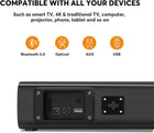 Wohome 2.1ch Small Sound Bars for TV with 6 Levels Voice Enhancement, Built-in Subwoofer, 16 Inches Bluetooth 5.3 Soundbar Speakers with Optical/AUX/USB Connection, S100 (Light Black)