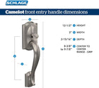 Schlage FE285 CAM 716 Acc RH Camelot Front Entry Handleset with Interior Accent Lever for Right Handed Door, Aged Bronze