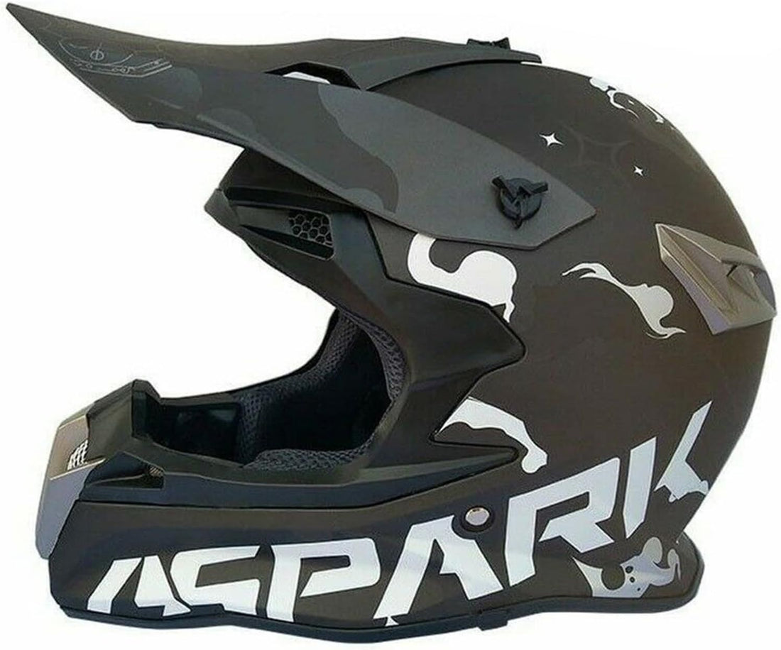 Dirt Bike Helmet Full Face Motorcycle Helmets Motocross Off Road Street MX MTV - DOT (Gray,XX-Large)