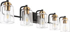 SOLFART Vintage Wall Bathroom Vanity Light Black Metal with Clear Glass Bronze Fixtures Wall Mount Lighting Sconce (7600-5 Lights)