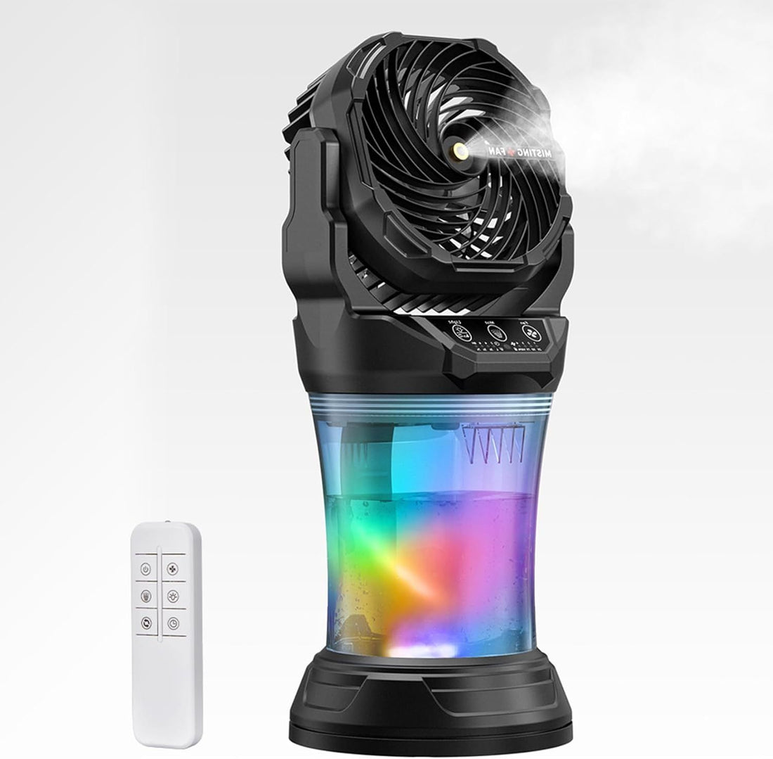 MISTFORE Portable Misting Fan with Remote,Mist Fan Portable for Outdoor/Indoor 2L Water Tank