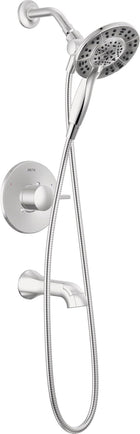 Delta Faucet Albion 14 Series Single-Handle Tub and Shower Faucet Set, Chrome Shower Trim Kit with 4-Setting In2ition 2-in-1 Dual Hand Held Shower Head, Chrome T144855-I (Valve Not Included)