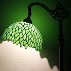 Tiffany Style Reading Floor Lamp Lighting W12H64 Inch 1E26 Green Wisteria Stained Glass Lampshade Antique Adjustable Arched Resin Base Foot Switch Easy Assemble S523 WERFACTORY Lamps Home Decoration