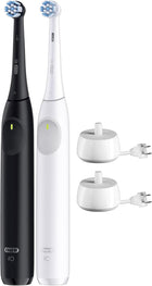Oral-B iO2 Electric Toothbrush Twin Pack, for an Easy Switch to Electric, Black & White, Rechargeable Electric Toothbrushes, (2) iO Series 2 Power Toothbrushes and (2) Ultimate Clean Brush Heads