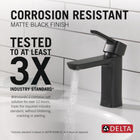Delta Faucet Modern Matte Black Bathroom Faucet Single Hole, Single Hole Bathroom Faucet, Bathroom Sink Faucet, Black Vanity Faucet, Drain Assembly, Matte Black 581LF-BLGPM-PP