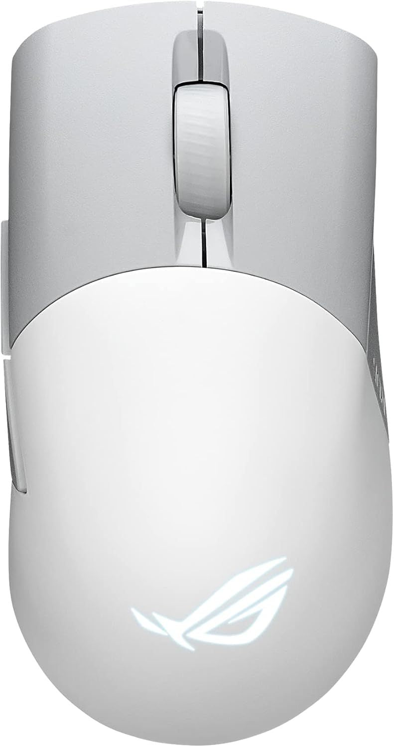Asus ROG Keris Wireless AimPoint Gaming Mouse, Tri-mode connectivity (2.4GHz RF, Bluetooth, Wired), 36000 DPI sensor, 5 programmable buttons, ROG SpeedNova, Replaceable switches, Paracord cable, White