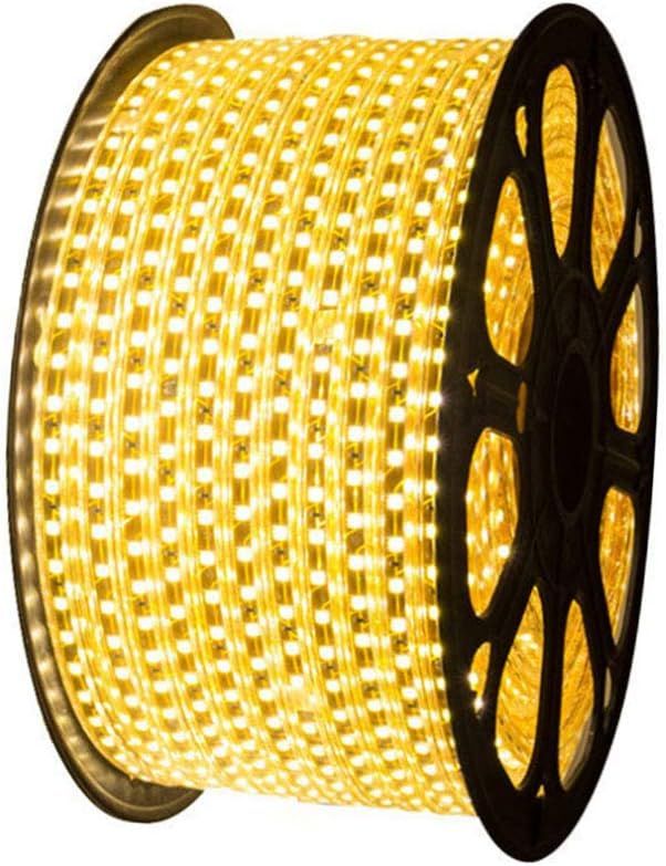 XUNATA LED Strip Lights, 110V SMD 5050 Waterproof Flexible Rope Tape Light US Plug, 7m Warm White, for Home Indoor Outdoor Garden Decoration