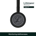 3M Littmann Classic III Monitoring Stethoscope, 5803, More Than 2X as Loud*, Weighs Less**, Stainless Steel Black-Finish Chestpiece, 69 cm (27\) Black Tube, Stem and Headset