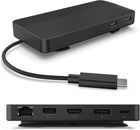 Lenovo USB-C Travel Dock - 7 Ports, Integrated Cable, Universal Compatibility, Dual 4K Displays - Black