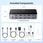 UGREEN 4K@60Hz HDMI KVM Switch 2 Monitors 2 Computers, with 4 USB 3.0 Ports for 2 Computers Sharing 2 Monitors Keyboard Mouse Printer with 4 HDMI Cables, 2 USB Cables, Power Adapter and Controller